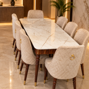 Six-Seater Ivory Marble Dining Set