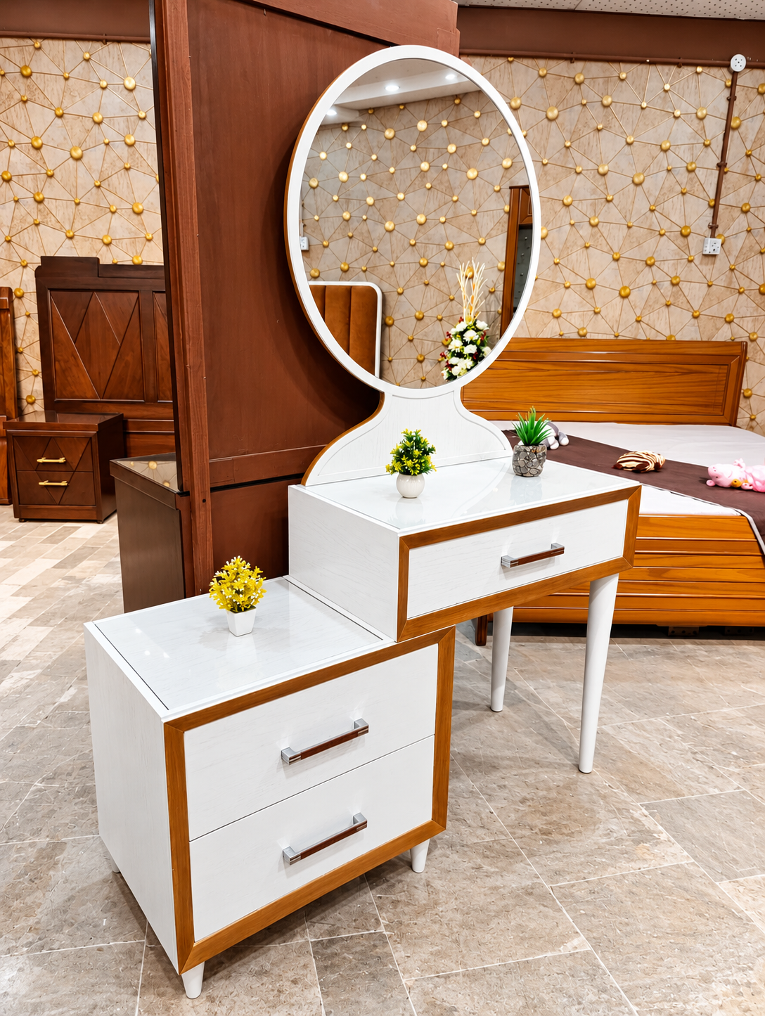 Modern White Oval Vanity