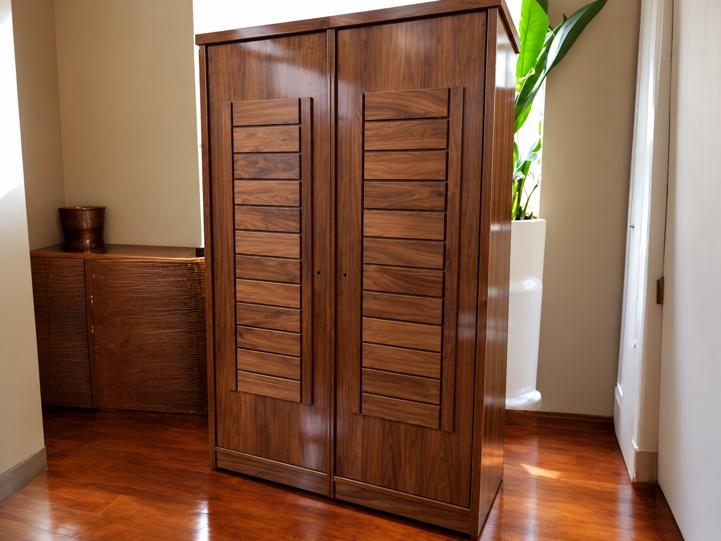 Urban Slatted Walnut Wardrobe Urban Slatted Walnut Wardrobe