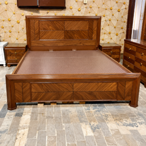 Walnut Geometric Heritage Bed