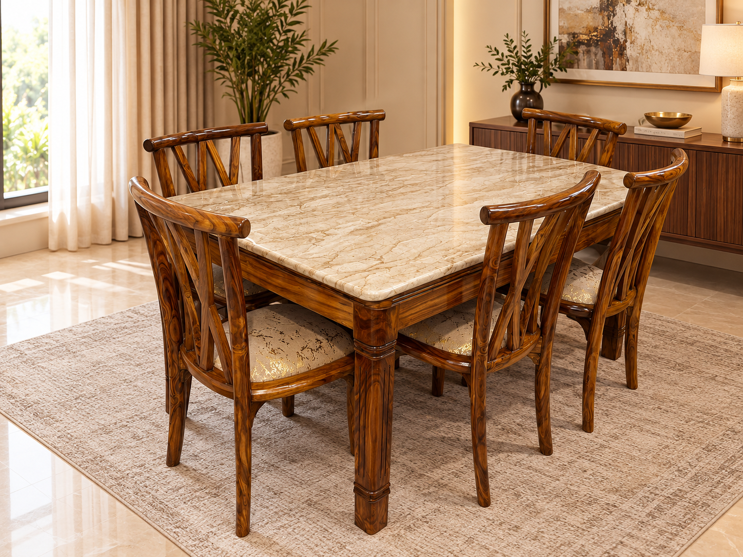 Golden Vein Walnut Dining Set Golden Vein Walnut Dining Set